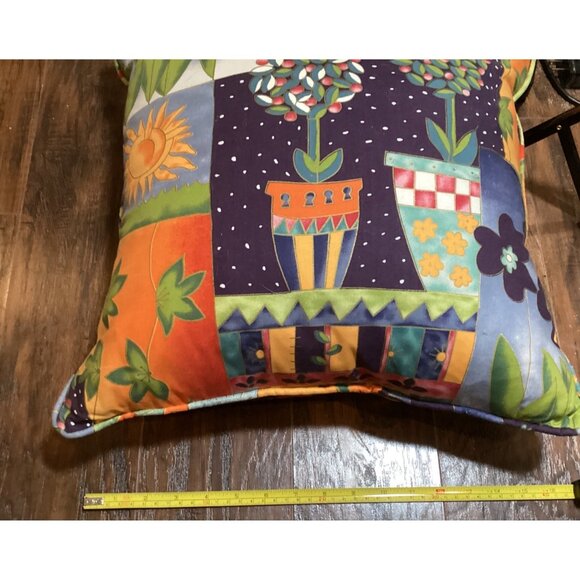 Sofa Pillow Geometric Throw Floral Celestial Colorful 16” Sq, 5” Deep Exc.Cond. - Picture 4 of 5